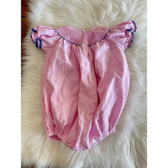Classic Whimsy pink gingham bunny smocked bubble size‎ 18m - Picture 6 of 6
